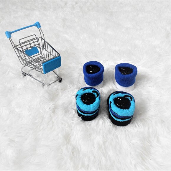 Nike Jordan Infant Booties 2 Pack Baby Newborn 0-6 Mo Blue Stripes - Picture 4 of 14